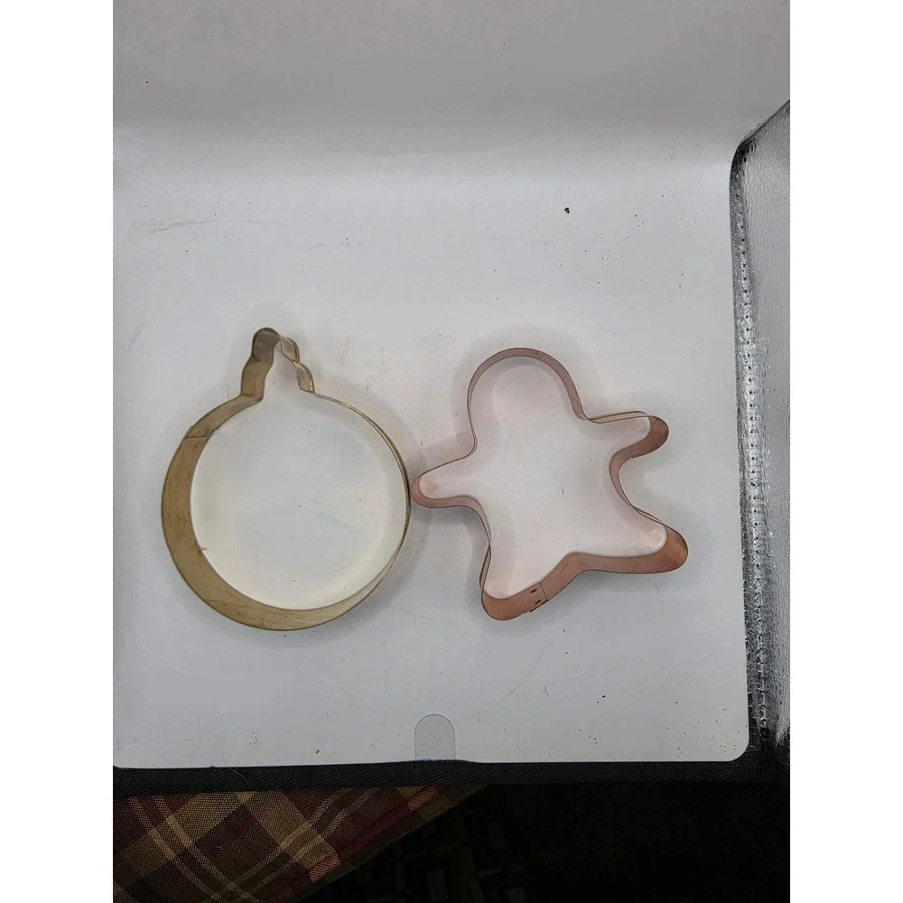 Vintage Metal Cookie Cutters Set Gingerbread Man and Holiday Ornament Shape